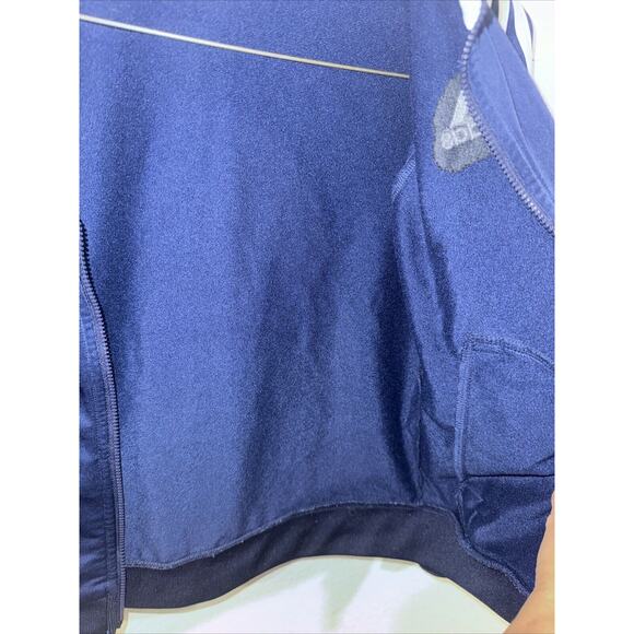Adidas Boys Athletic Zip Up Track Jacket Navy White Stripe Size 8 MISSING-ZIPPER - Picture 4 of 7